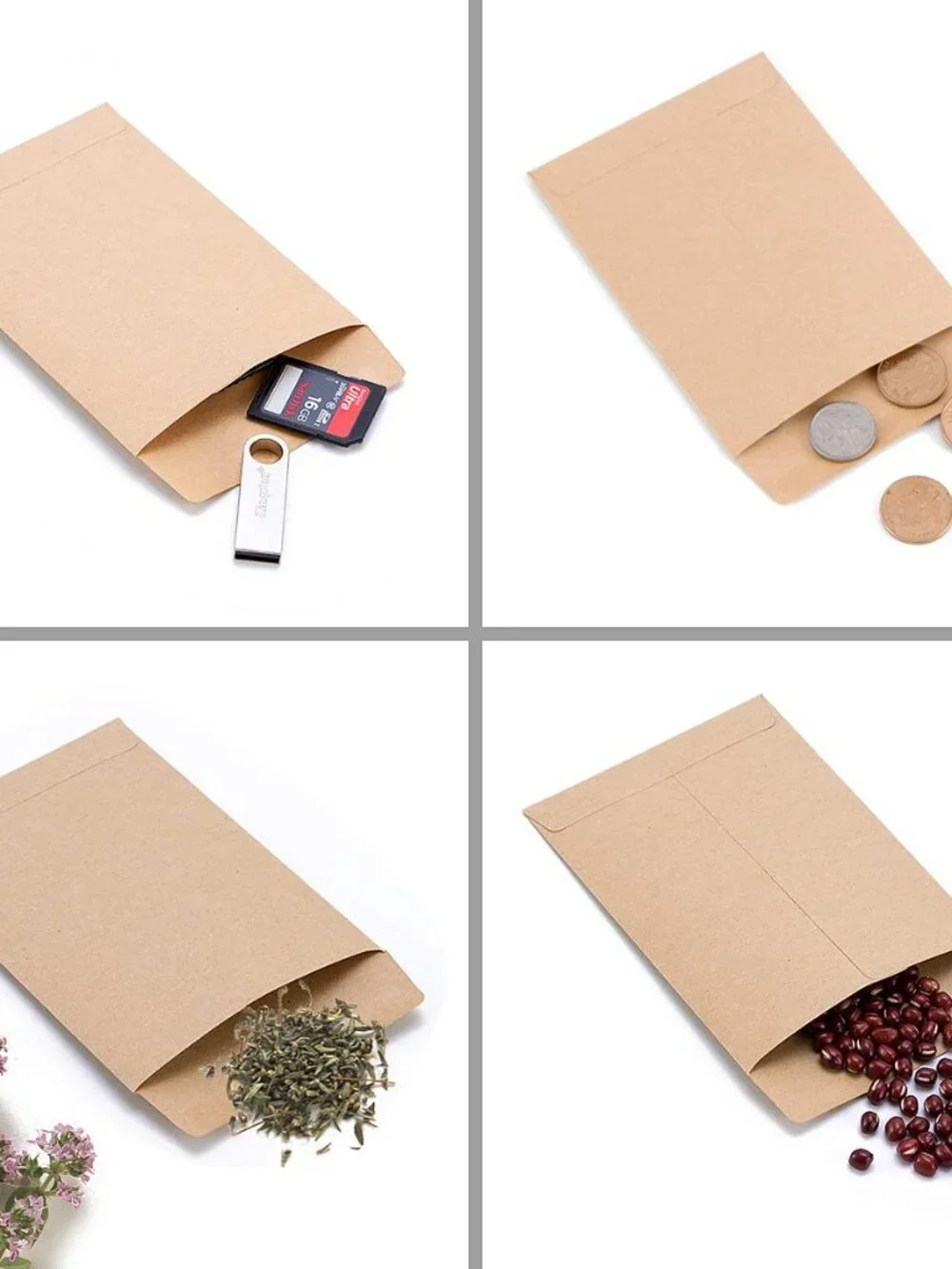 100 Pack Brown Small Coin Envelopes Kraft Paper, 3.23x4.53 inch | Self-Adhesive,